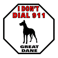 Great Dane 911 Pet Sign