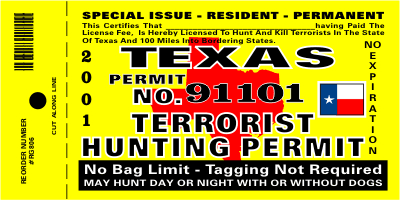 Texas Terrorist Hunting Permit
